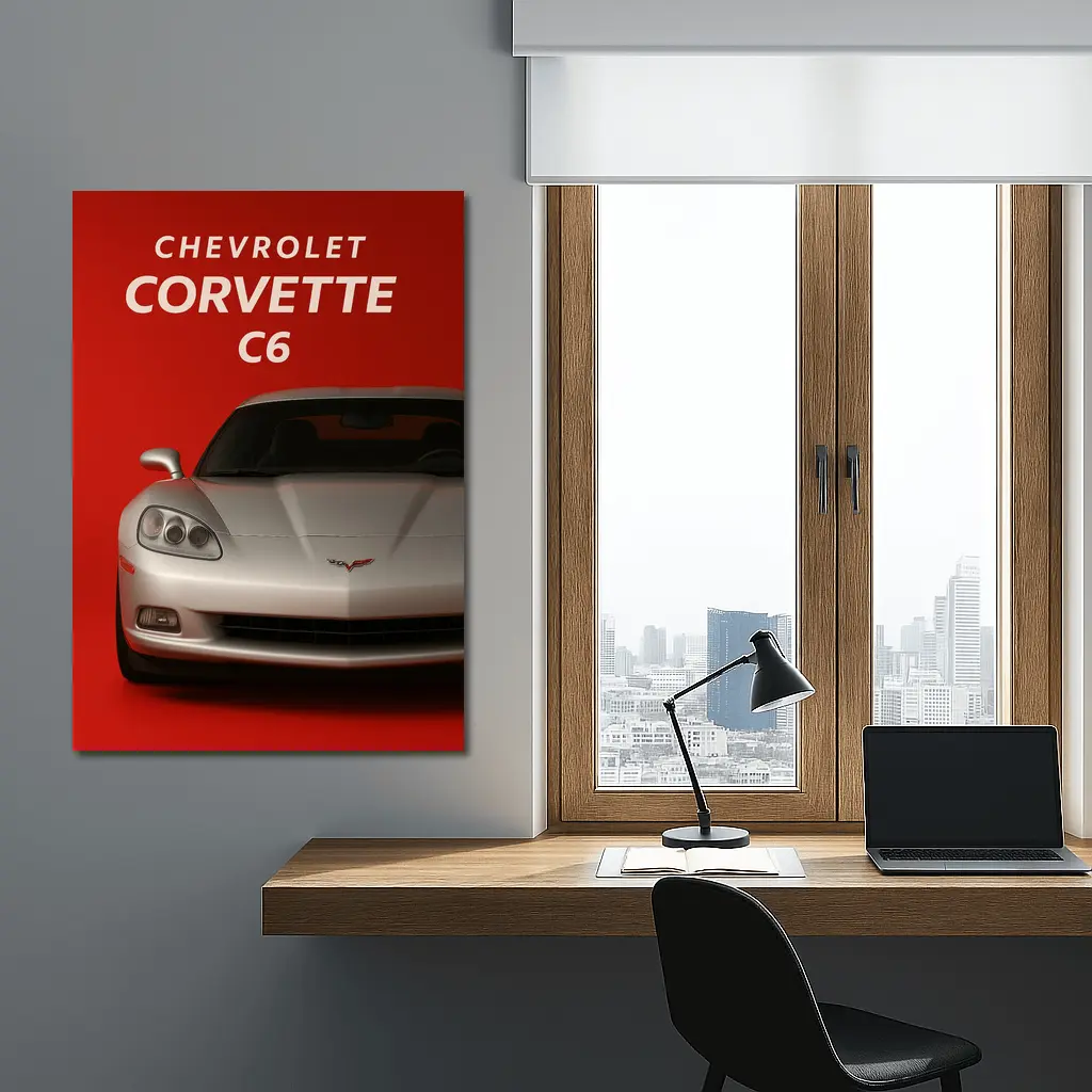 Chevrolet Corvette C6 Red Background Art – Wall Art