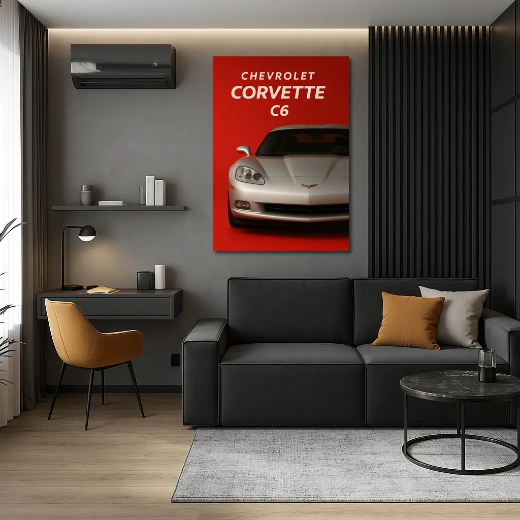 Chevrolet Corvette C6 Red Background Art – Wall Art