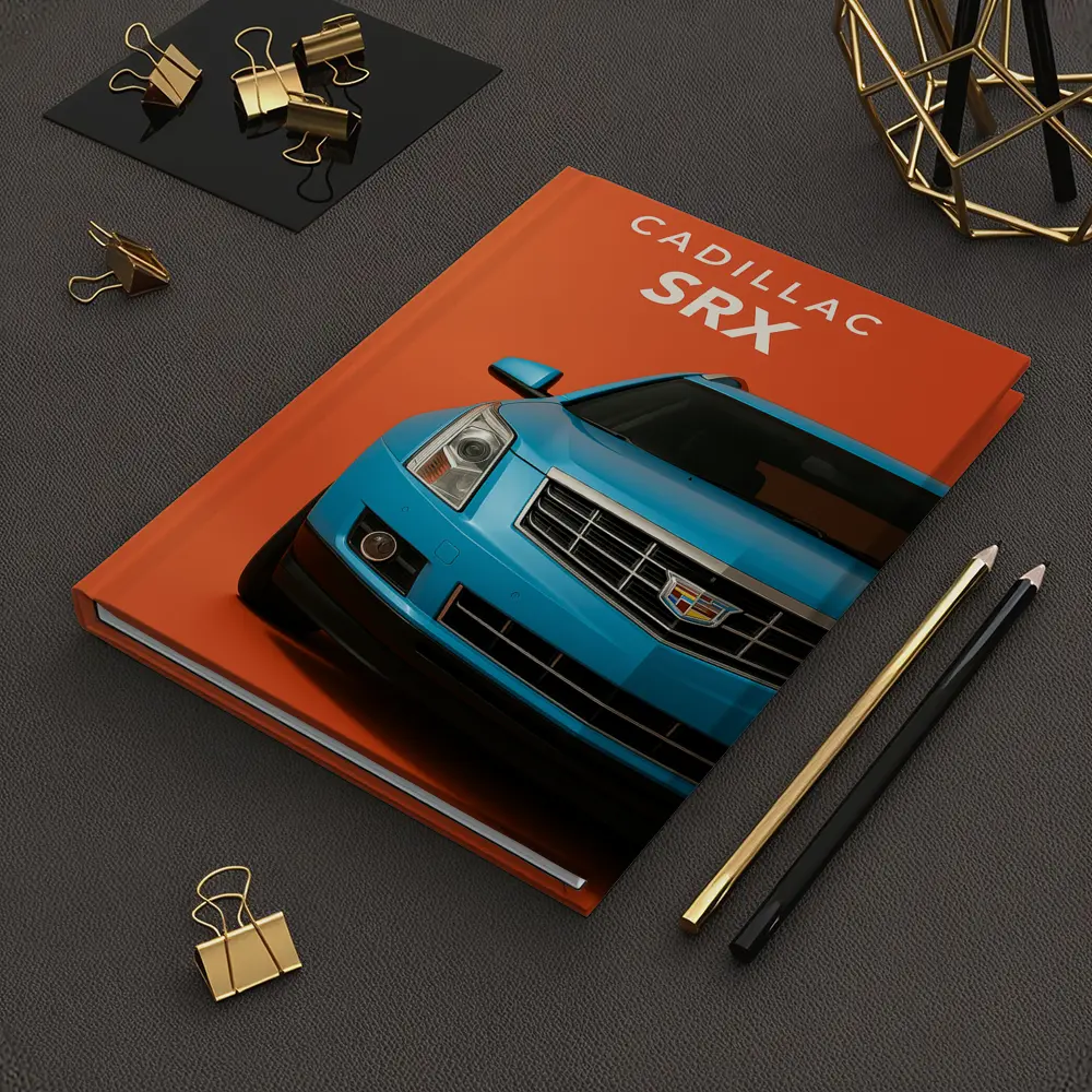 Cadillac SRX Blue Front View Orange Background – Notebooks