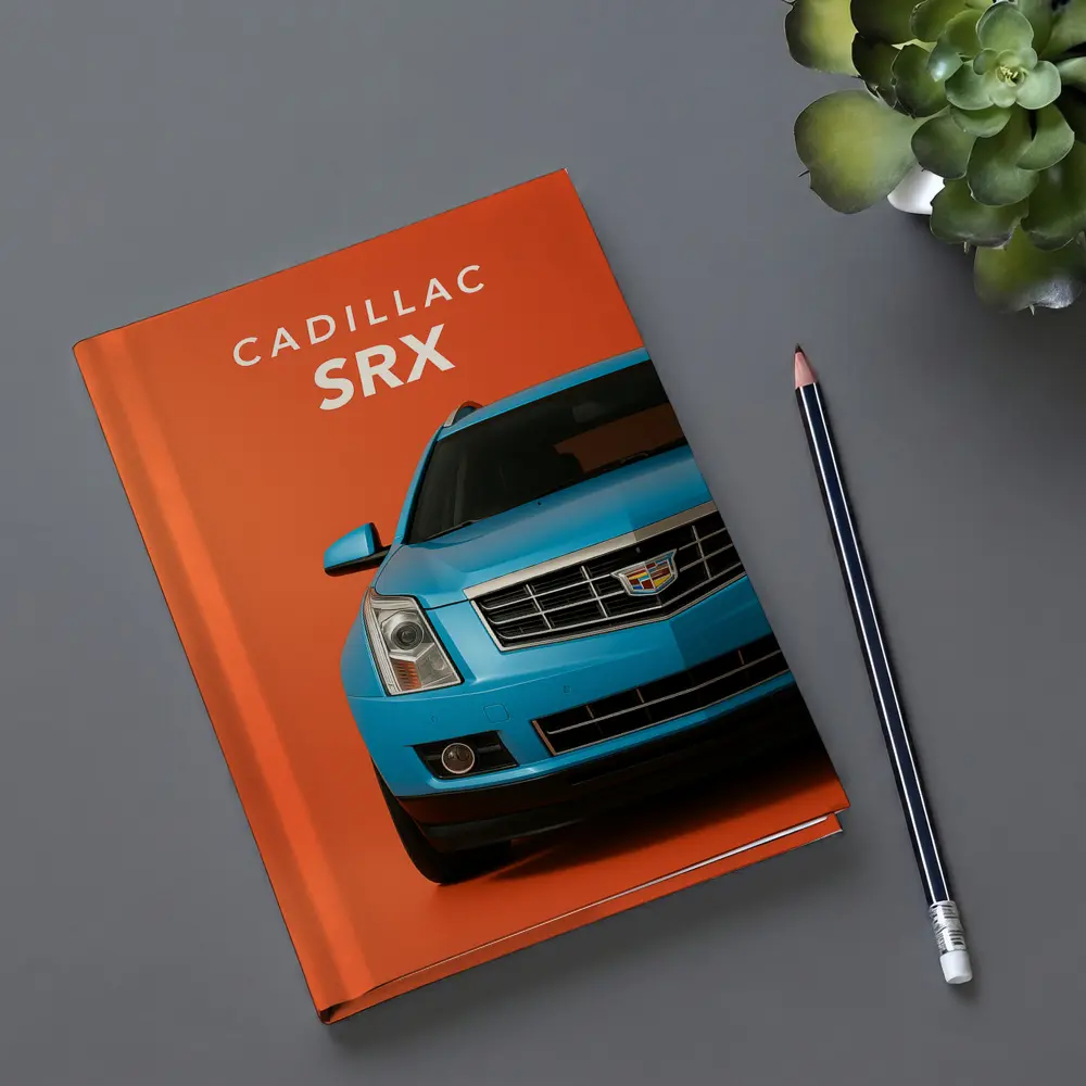 Cadillac SRX Blue Front View Orange Background – Notebooks