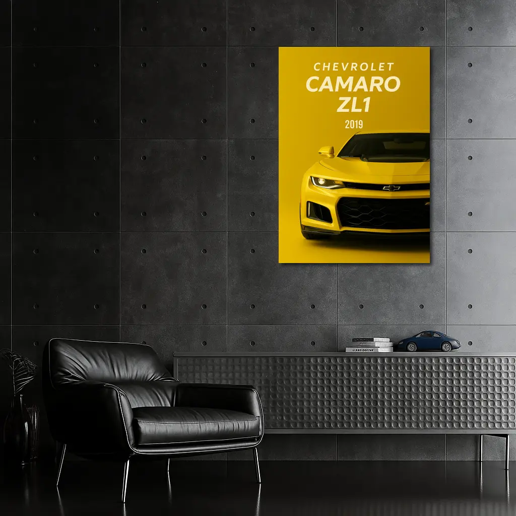 Chevrolet Camaro ZL1 Yellow Front View – Wall Art
