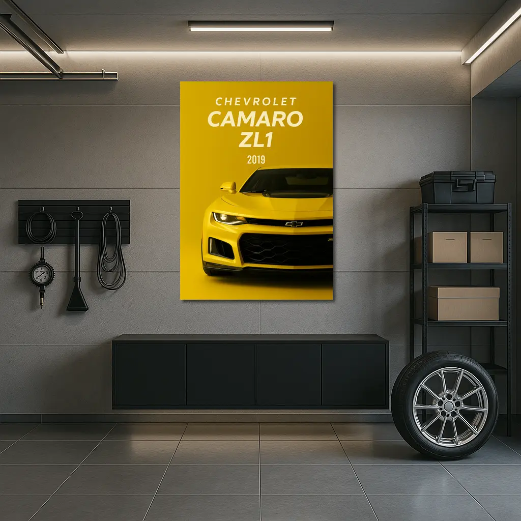 Chevrolet Camaro ZL1 Yellow Front View – Wall Art