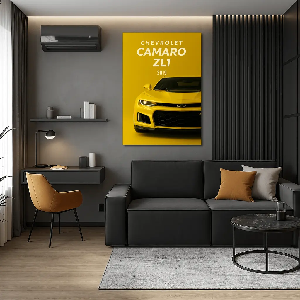 Chevrolet Camaro ZL1 Yellow Front View – Wall Art