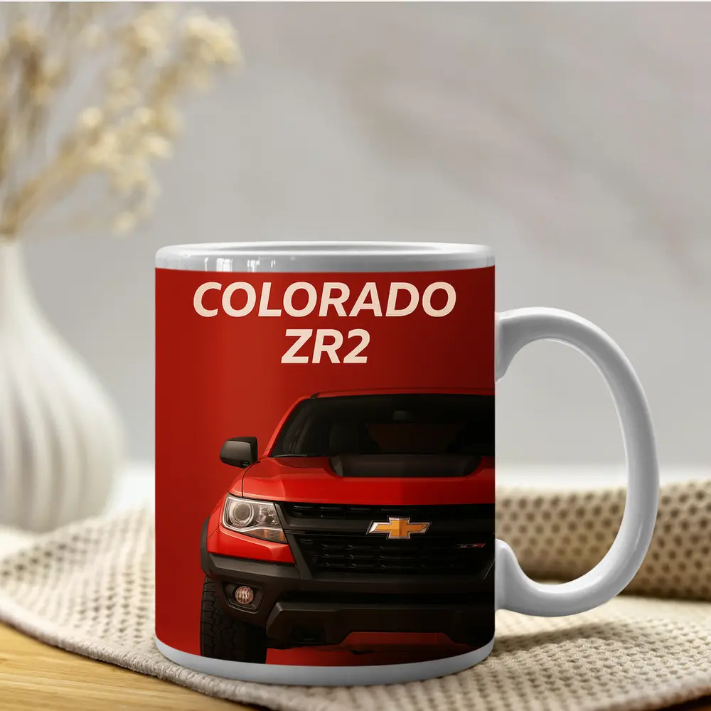 Chevrolet Colorado ZR2 Red Background Art – Mugs