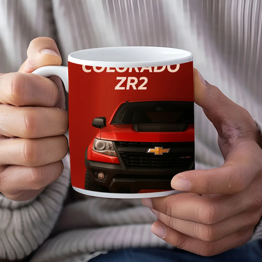 Chevrolet Colorado ZR2 Red Background Art – Mugs