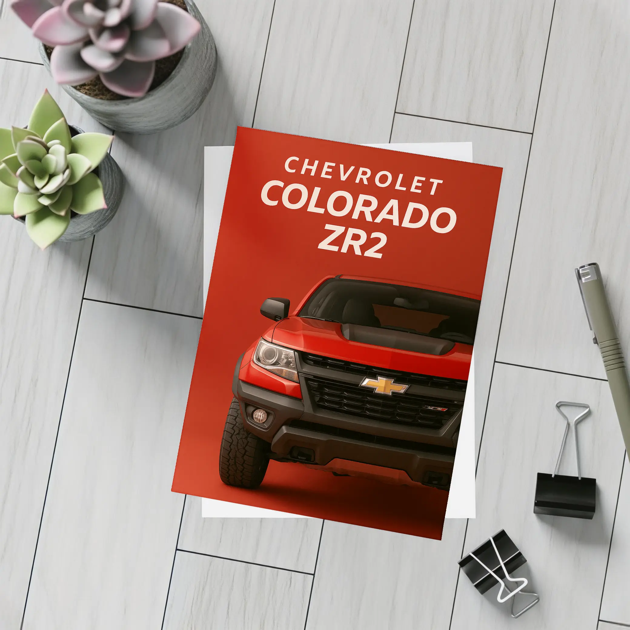 Chevrolet Colorado ZR2 Red Background Art – Postcards