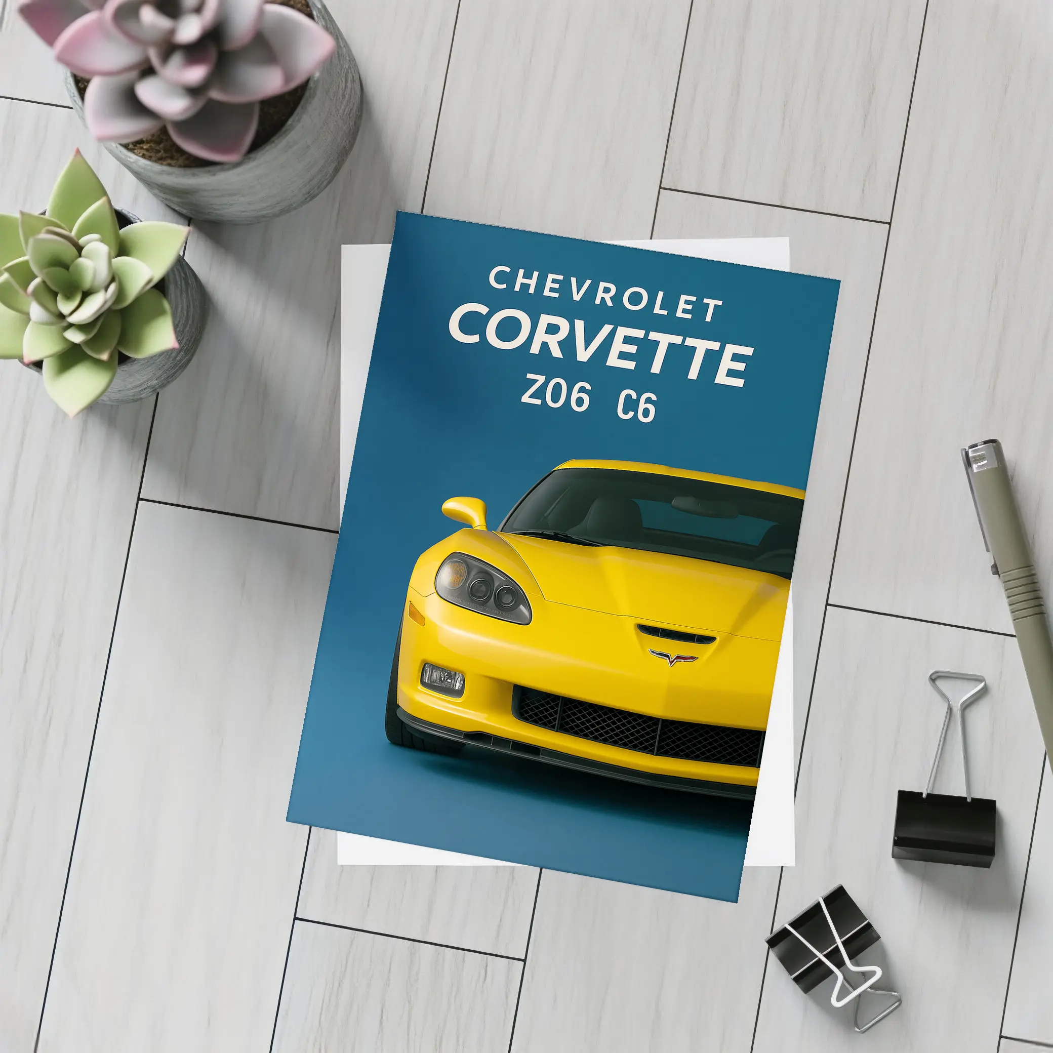 Chevrolet Corvette Z06 C6 Yellow Blue – Postcards