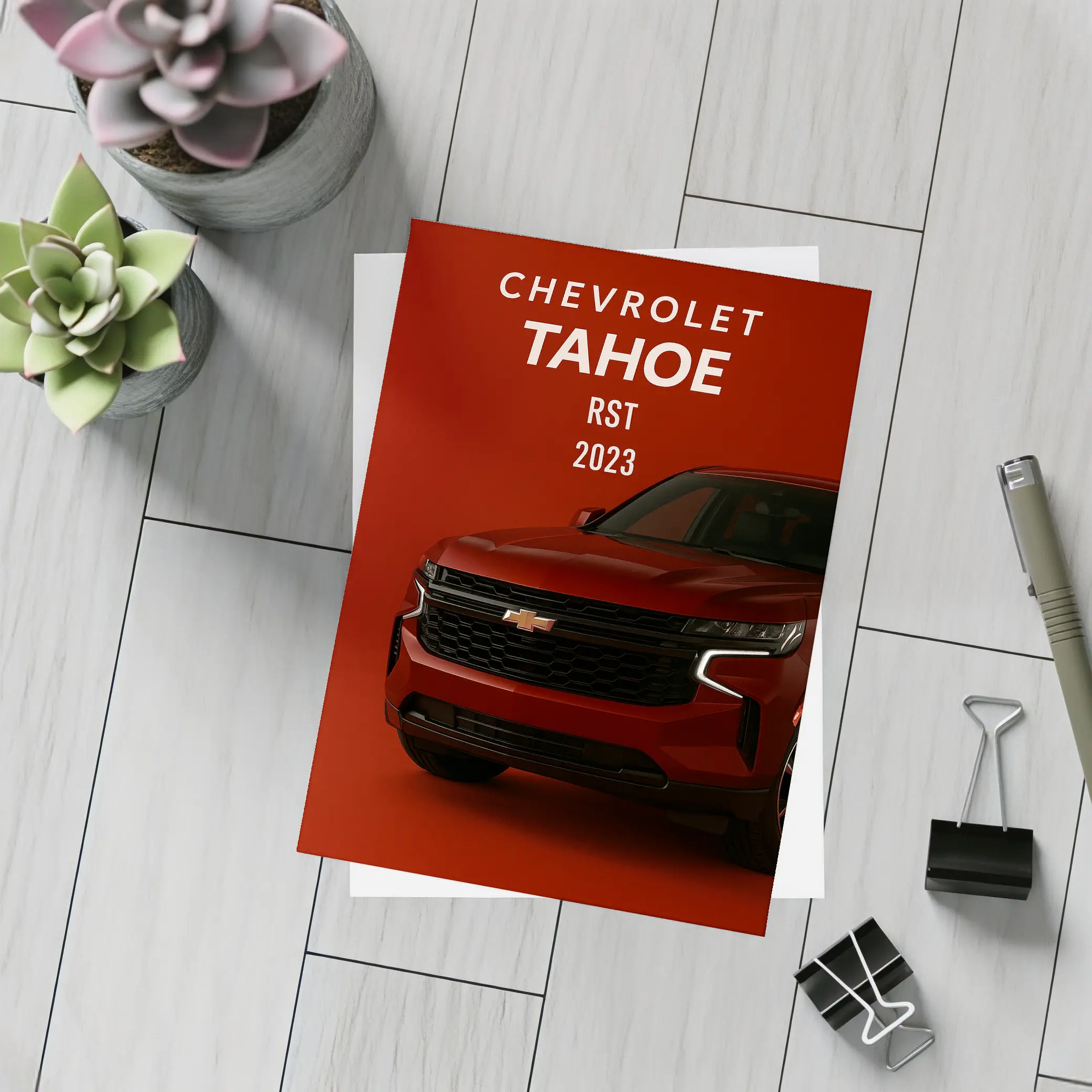 Chevrolet Tahoe RST Red Bold Front View – Postcards