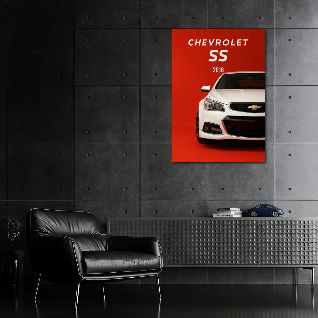 Chevrolet SS 2016 White Red Background – Wall Art