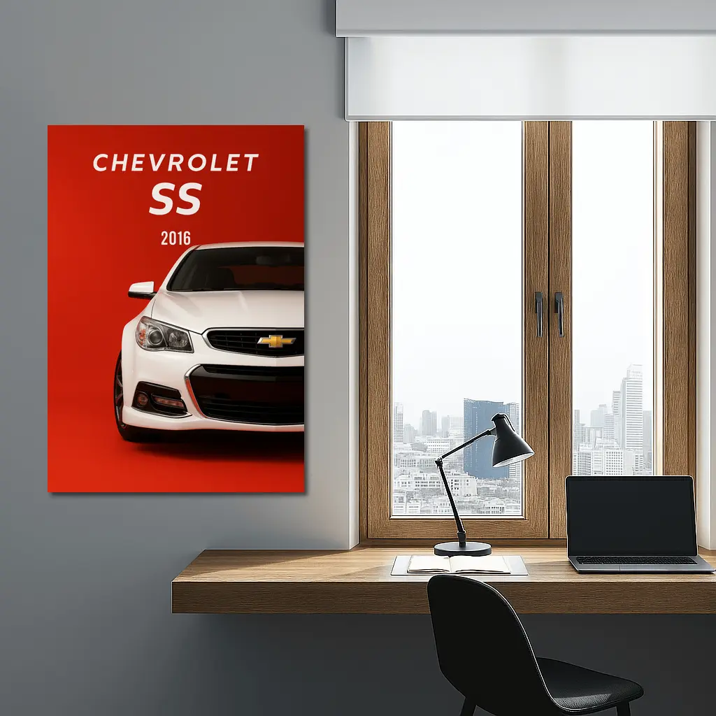 Chevrolet SS 2016 White Red Background – Wall Art