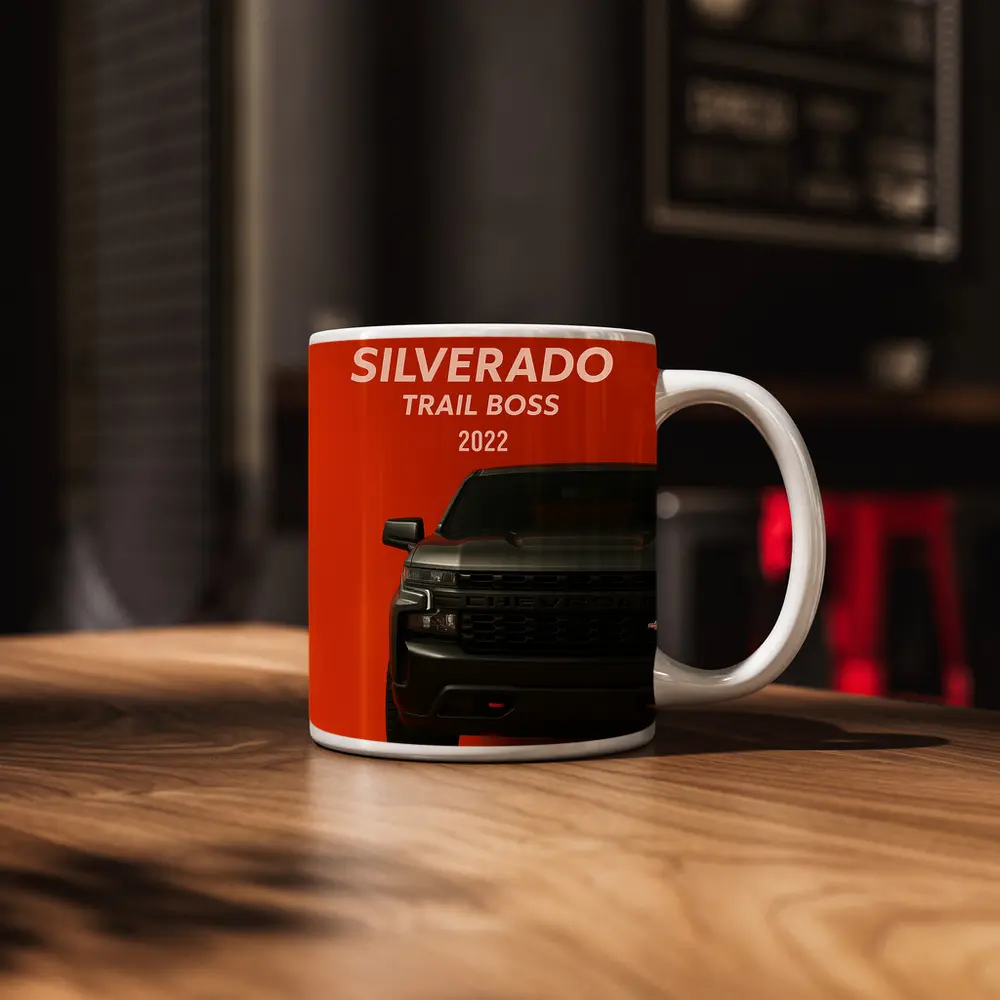Chevrolet Silverado Trail Boss Orange Background – Mugs