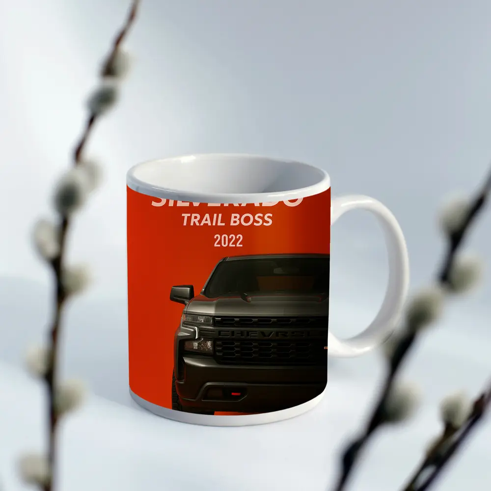 Chevrolet Silverado Trail Boss Orange Background – Mugs