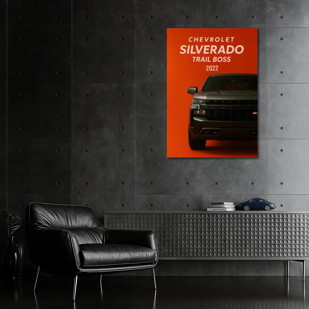Chevrolet Silverado Trail Boss Orange Background – Wall Art