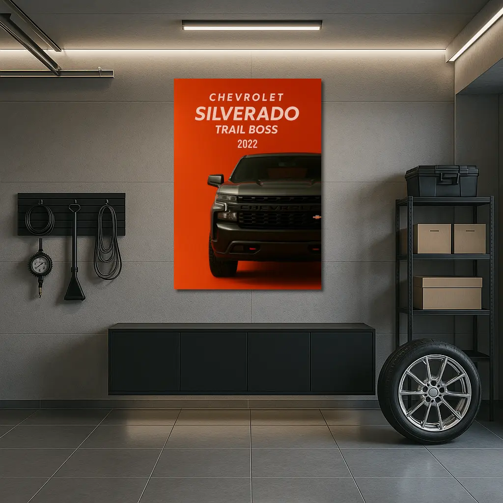 Chevrolet Silverado Trail Boss Orange Background – Wall Art