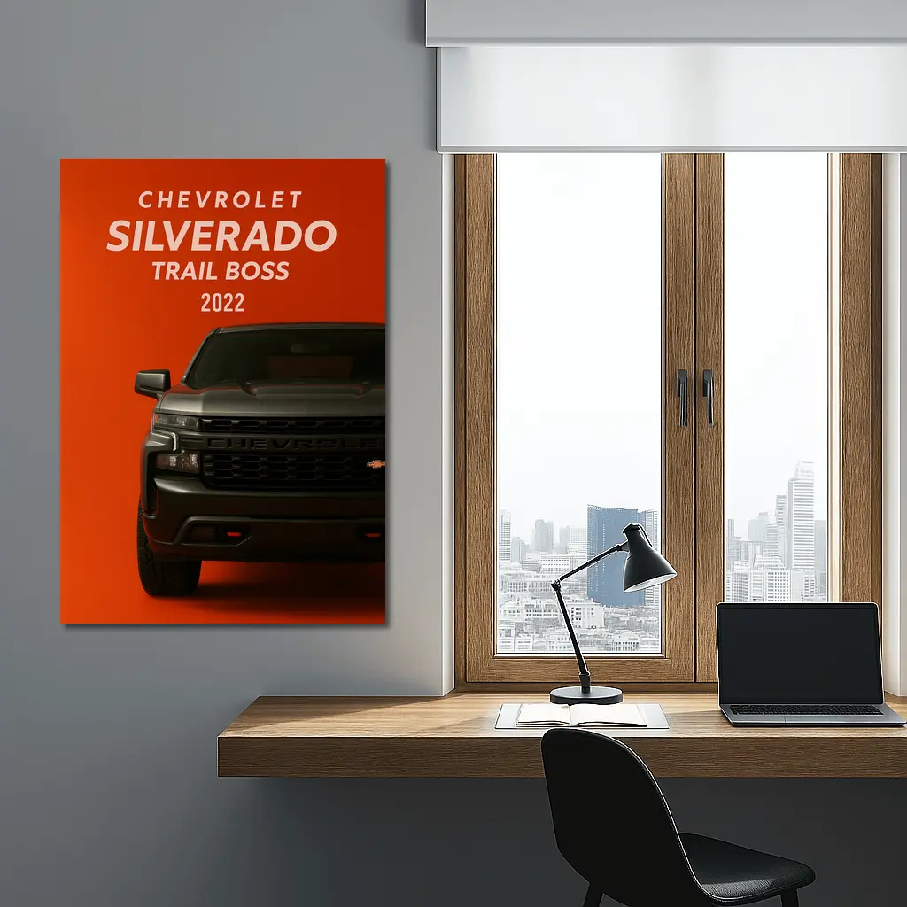 Chevrolet Silverado Trail Boss Orange Background – Wall Art