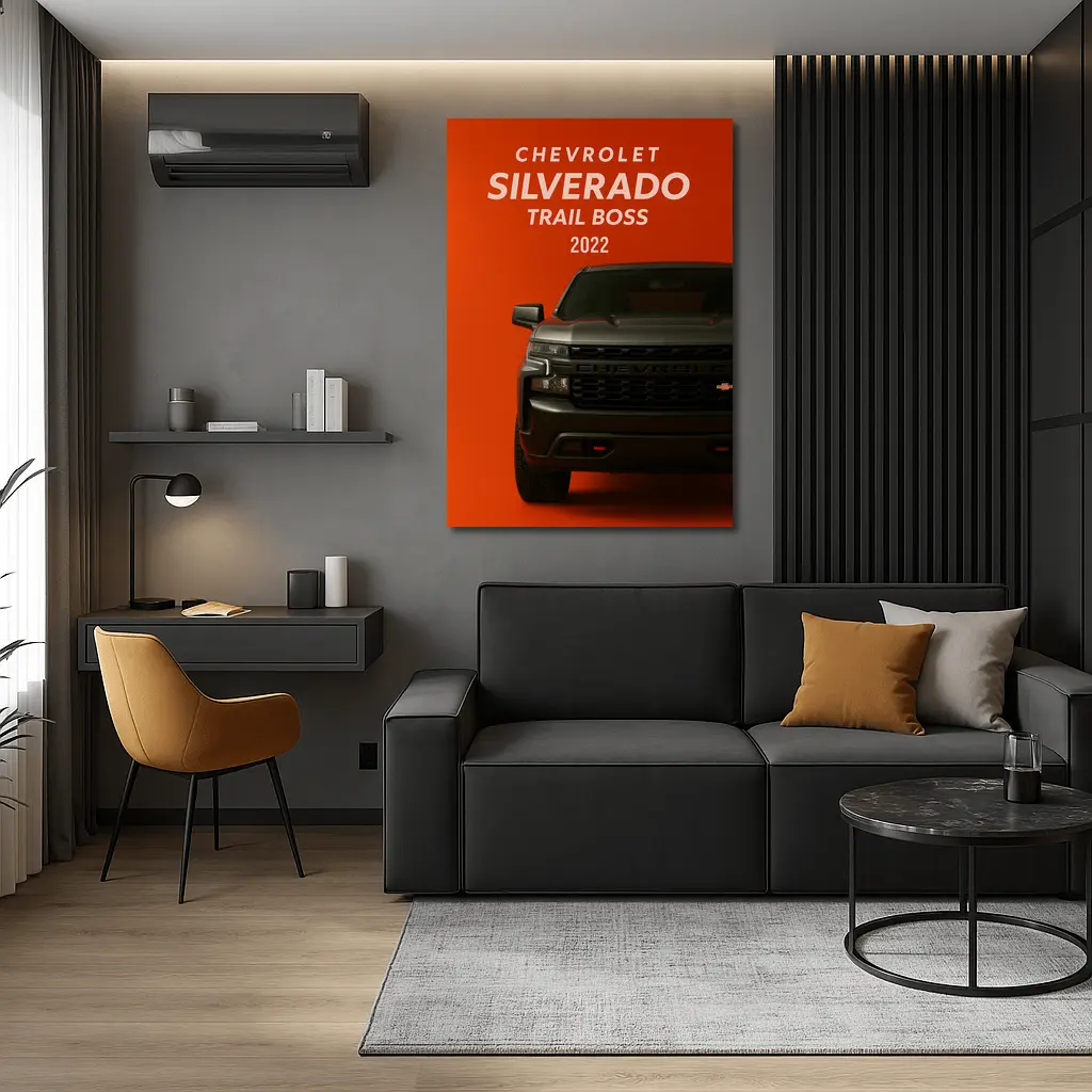 Chevrolet Silverado Trail Boss Orange Background – Wall Art
