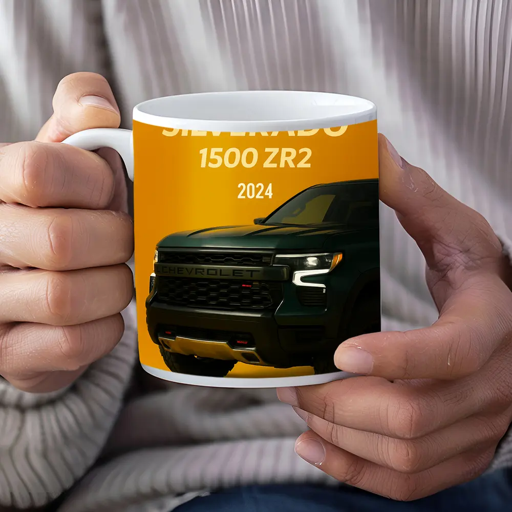 Chevrolet Silverado ZR2 Dark Green Yellow Background – Mugs