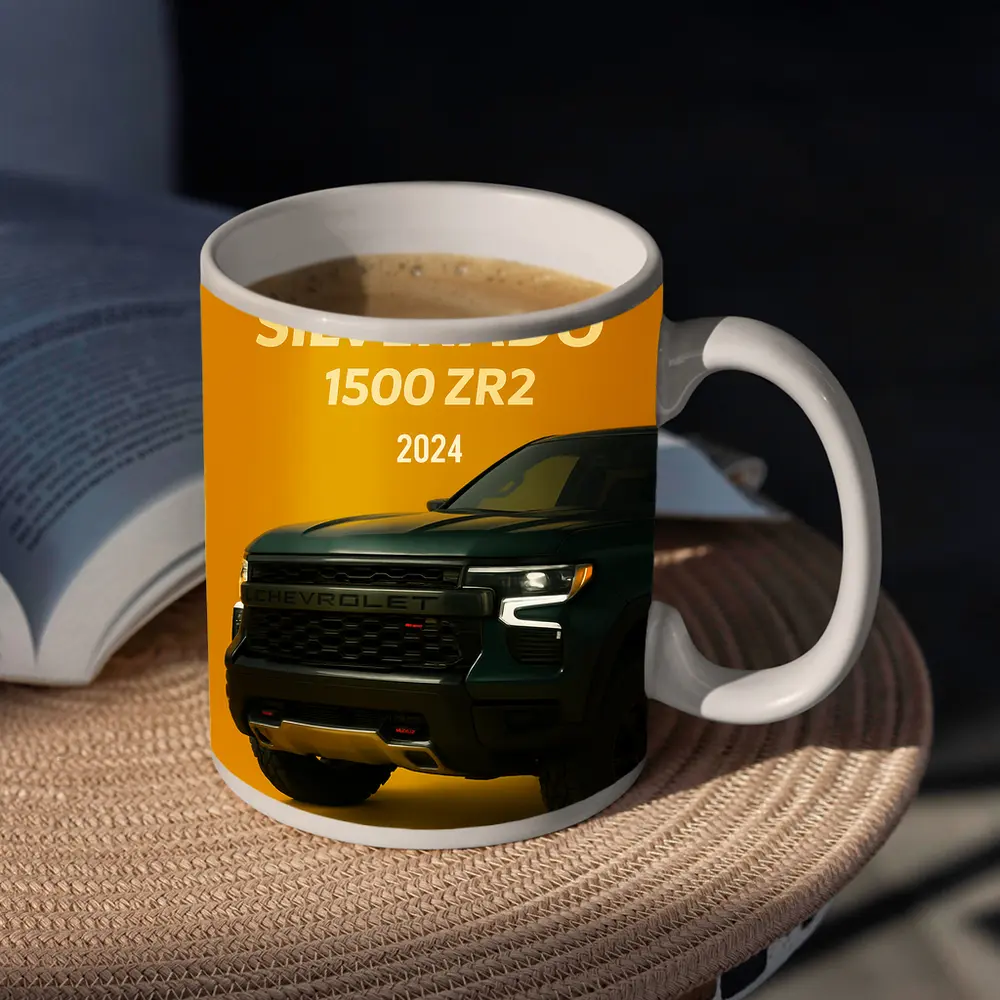 Chevrolet Silverado ZR2 Dark Green Yellow Background – Mugs