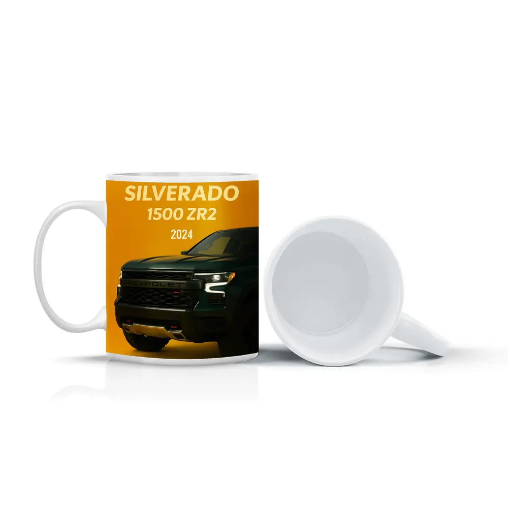 Chevrolet Silverado ZR2 Dark Green Yellow Background – Mugs