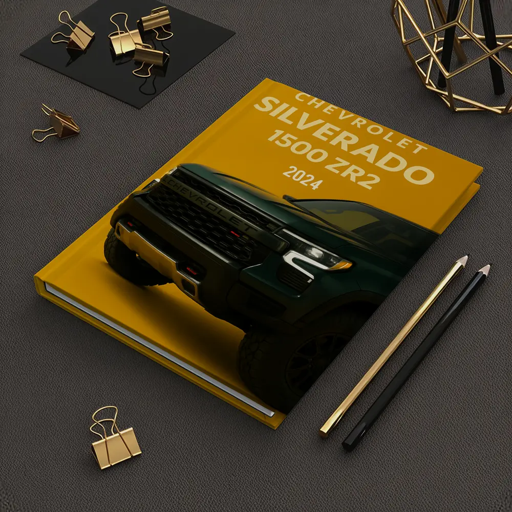 Chevrolet Silverado ZR2 Dark Green Yellow Background – Notebooks