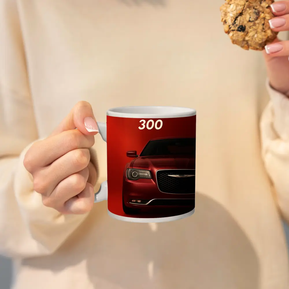 Chrysler 300 Front View Red Background – Mugs