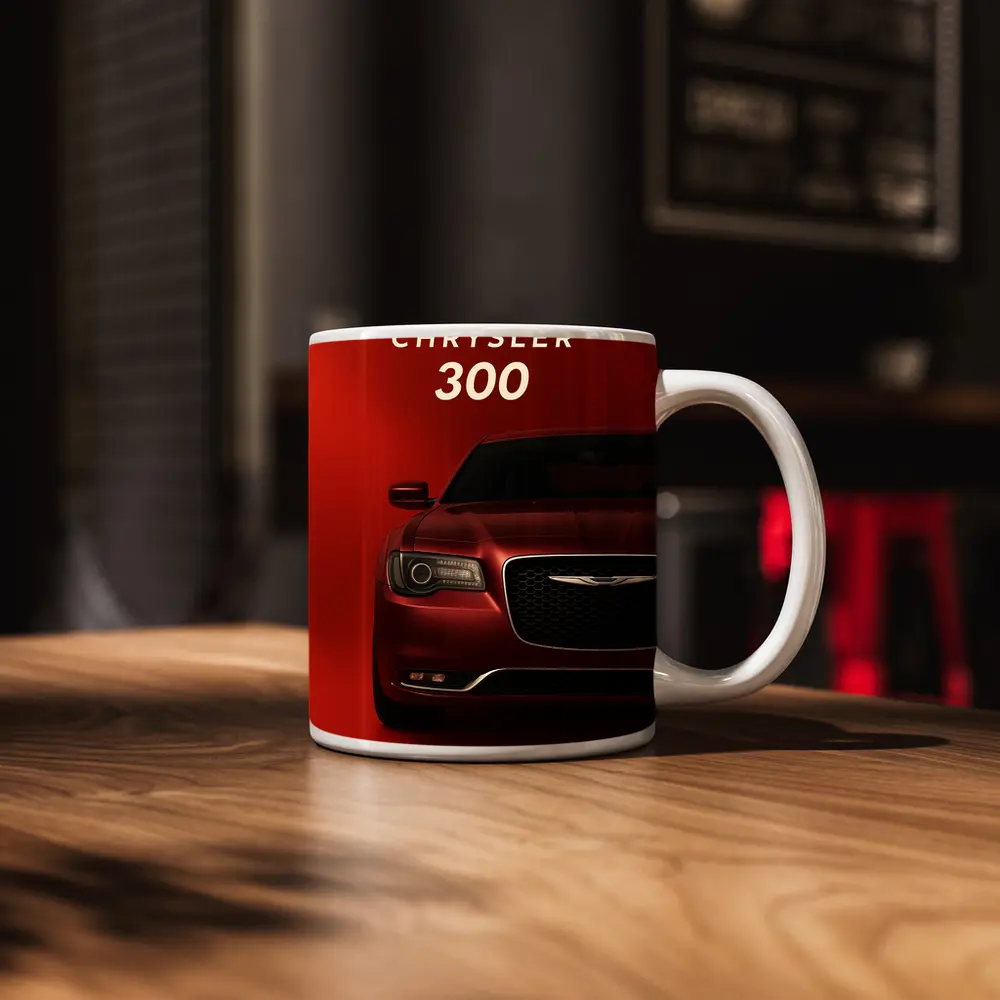 Chrysler 300 Front View Red Background – Mugs