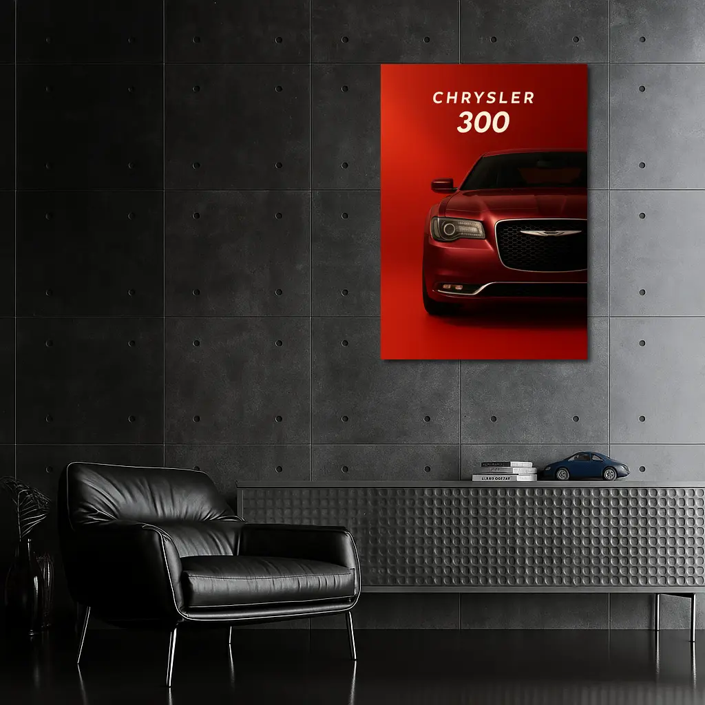 Chrysler 300 Front View Red Background – Wall Art
