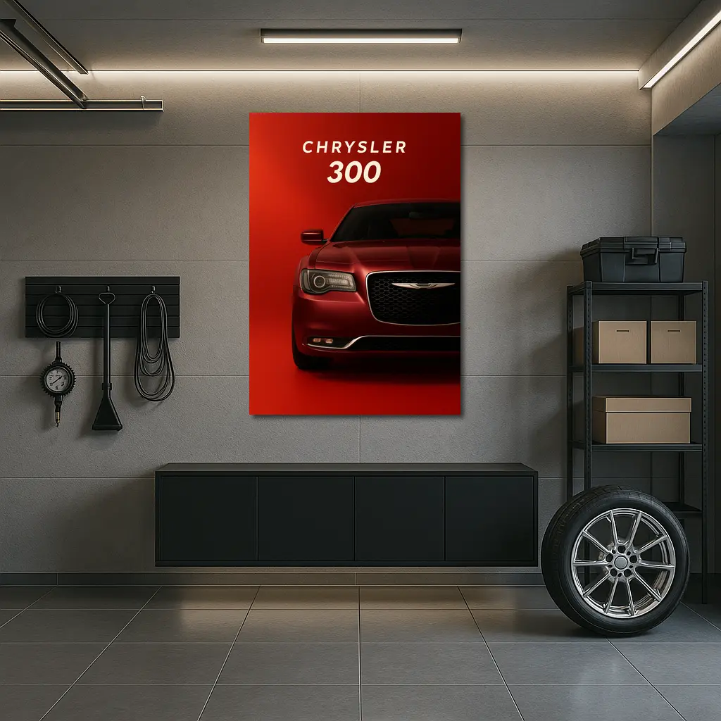 Chrysler 300 Front View Red Background – Wall Art