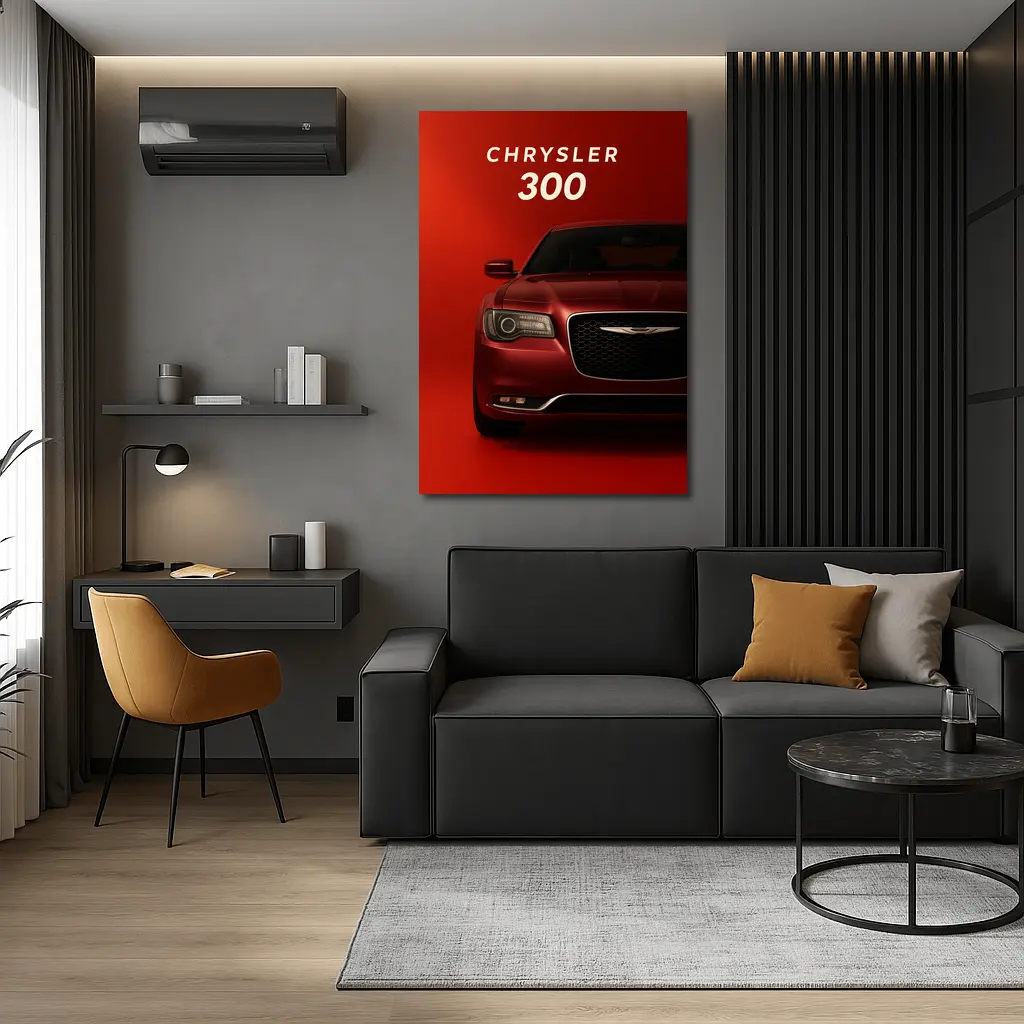 Chrysler 300 Front View Red Background – Wall Art