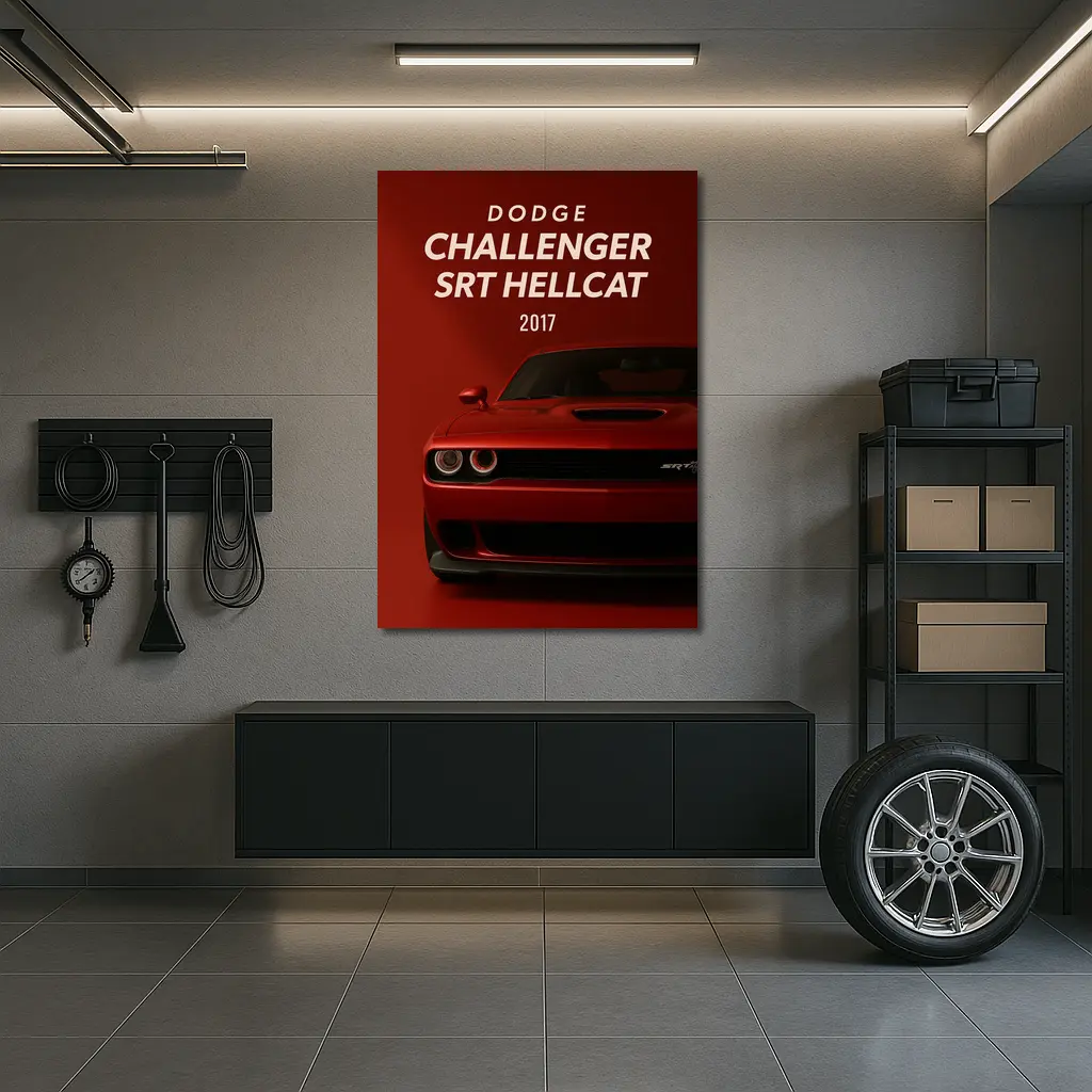 Dodge Challenger SRT Hellcat Red Background – Wall Art