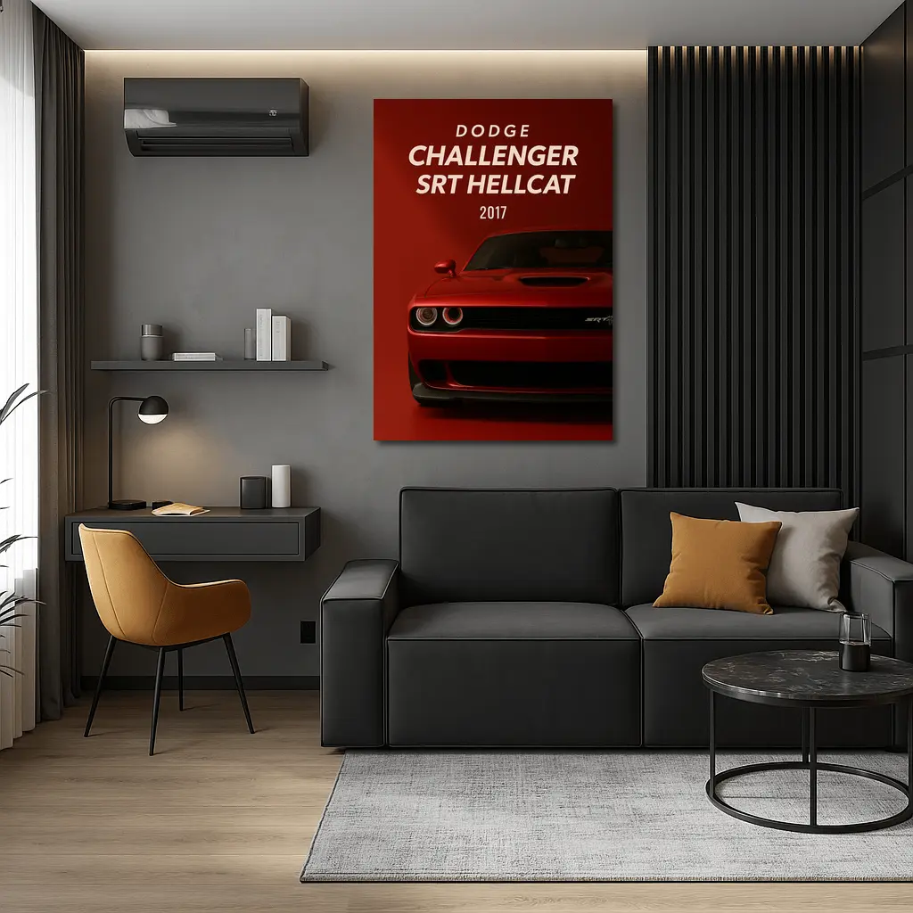Dodge Challenger SRT Hellcat Red Background – Wall Art