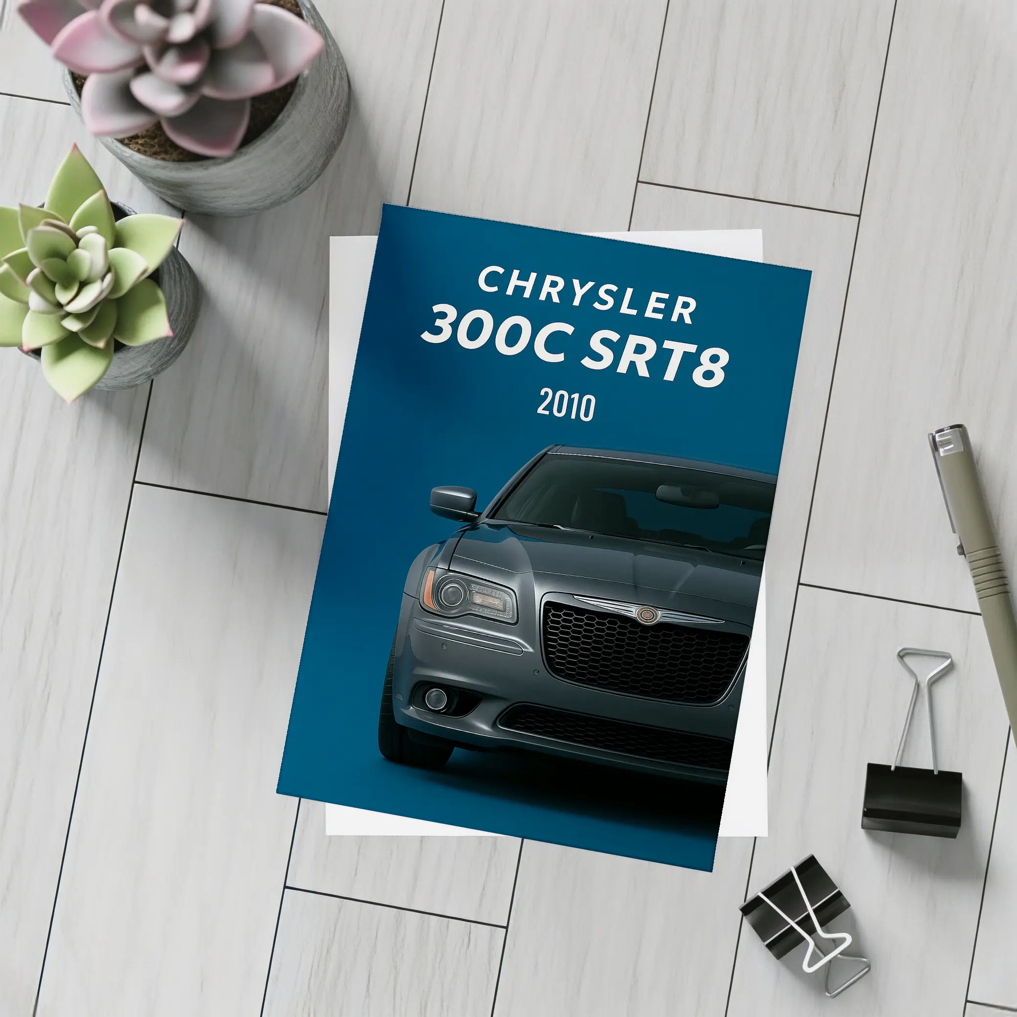 Chrysler 300C SRT8 Dark Blue Minimal Art – Postcards