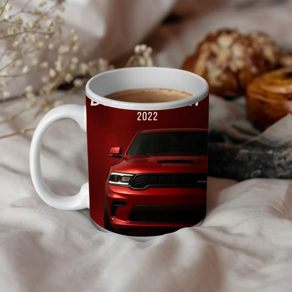 Dodge Durango SRT Red Background Front View – Mugs