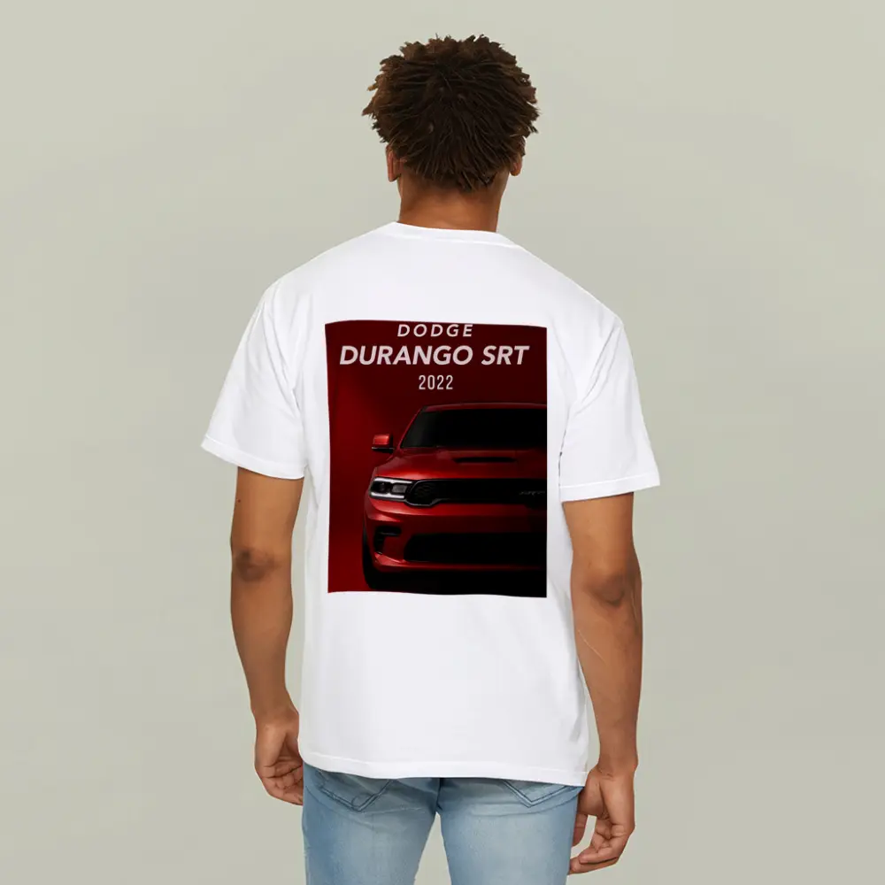 Dodge Durango SRT Red Background Front View – T-Shirts
