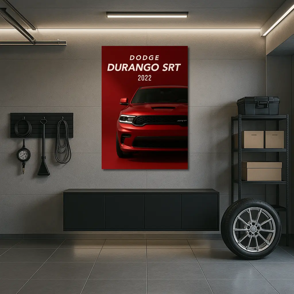 Dodge Durango SRT Red Background Front View – Wall Art