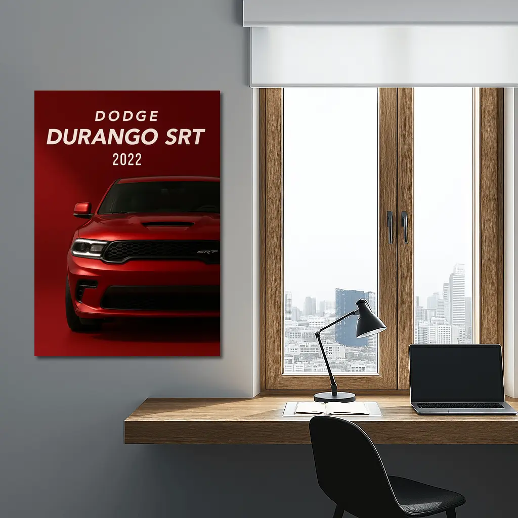 Dodge Durango SRT Red Background Front View – Wall Art