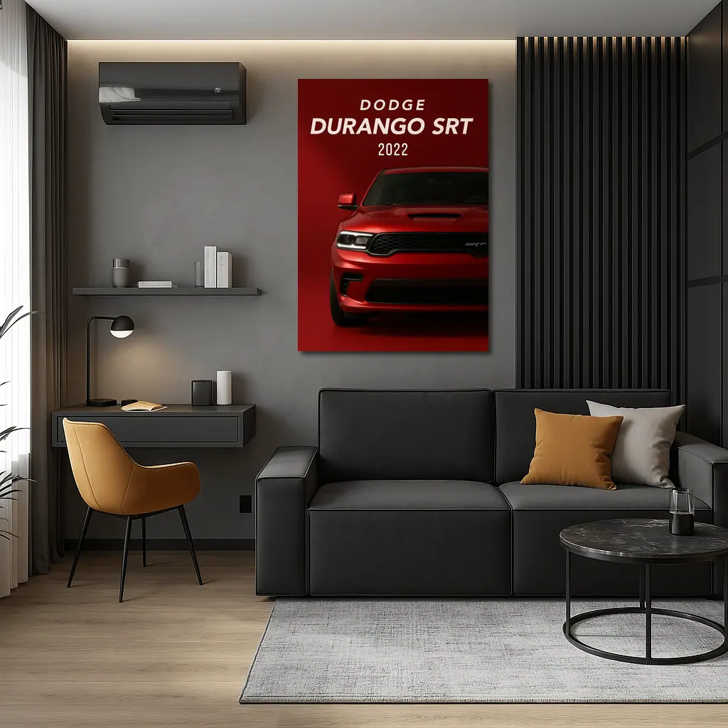 Dodge Durango SRT Red Background Front View – Wall Art
