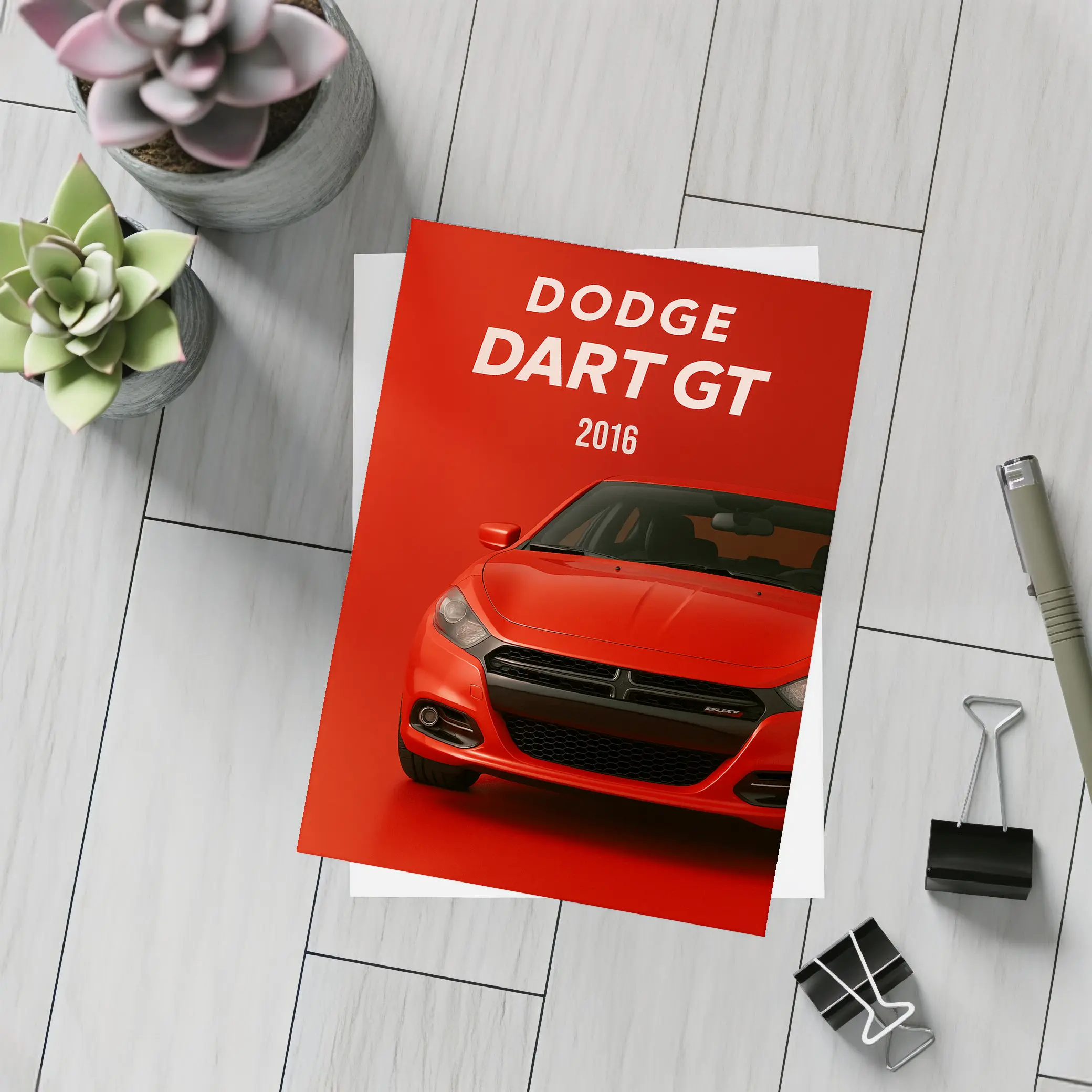 Dodge Dart GT Red Car Front View – Postcards