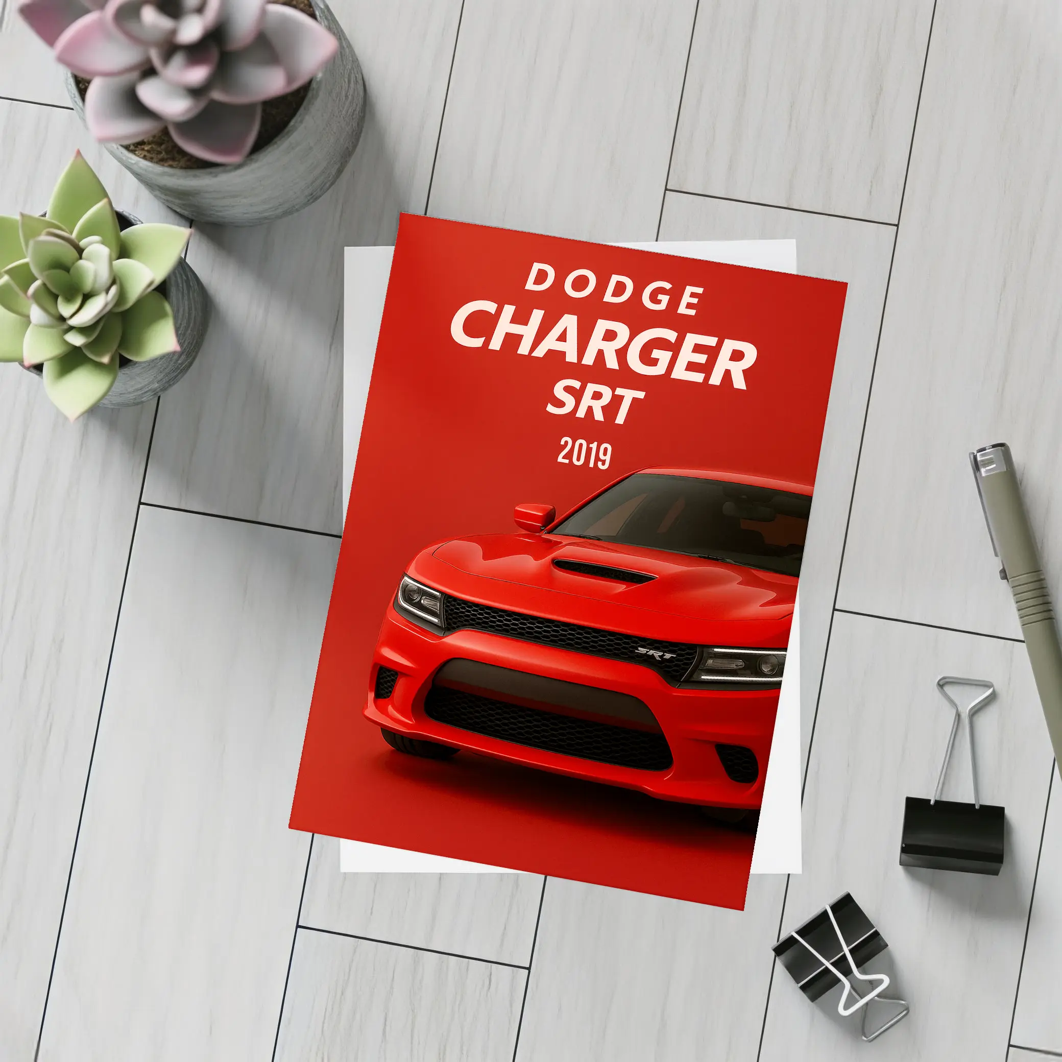 Dodge Charger SRT Red Muscle Car Art – Postcards