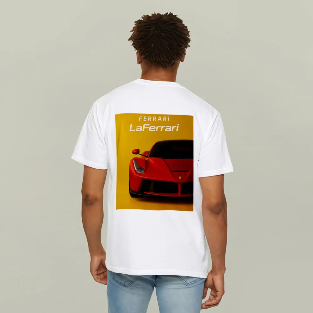 Ferrari LaFerrari Red Supercar Yellow Background – T-Shirts