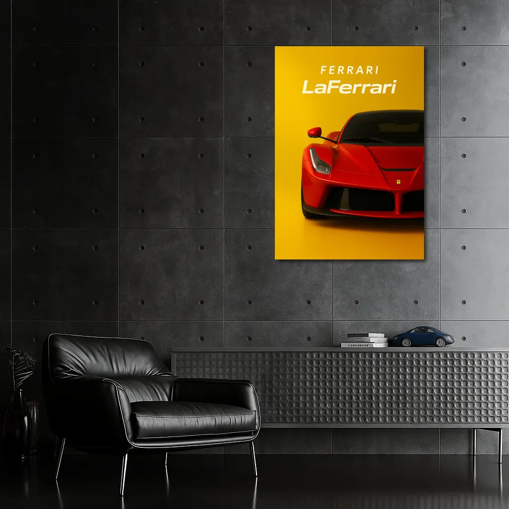 Ferrari LaFerrari Red Supercar Yellow Background – Wall Art