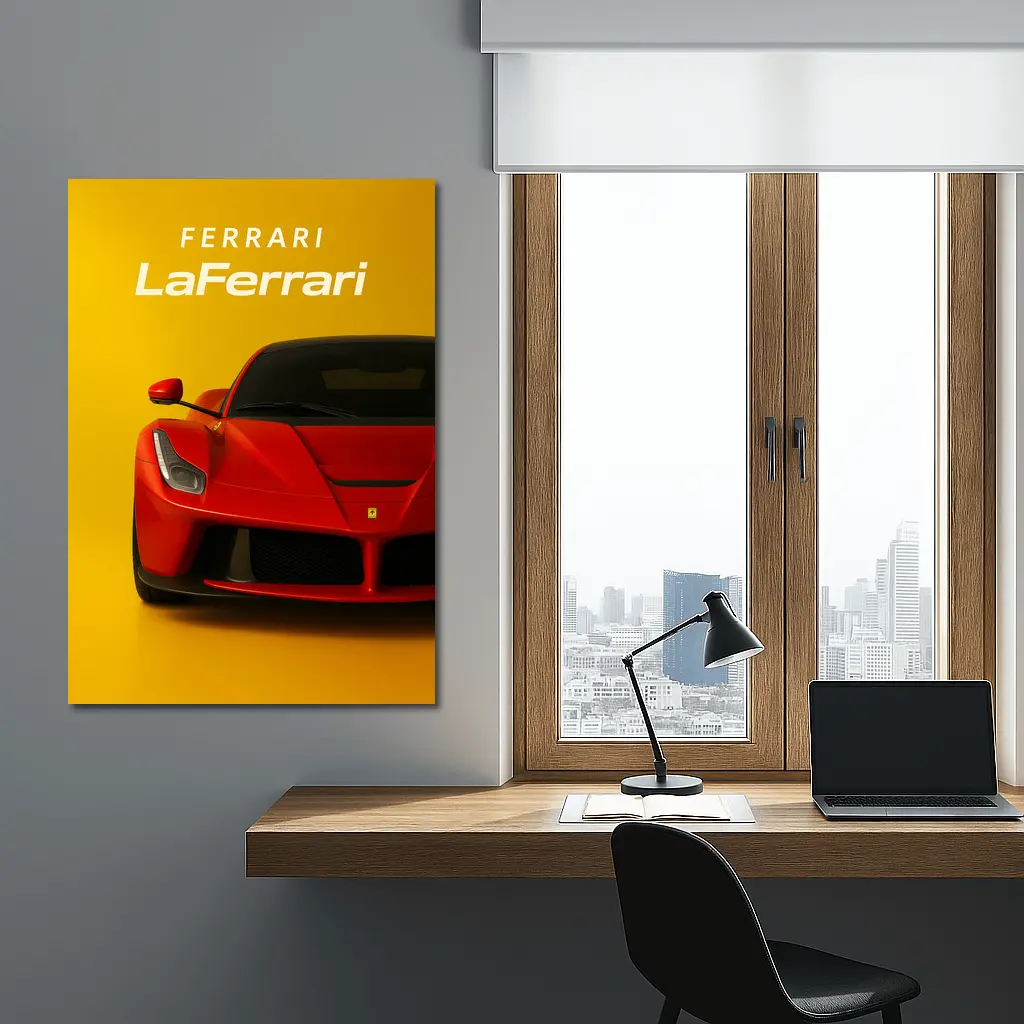 Ferrari LaFerrari Red Supercar Yellow Background – Wall Art