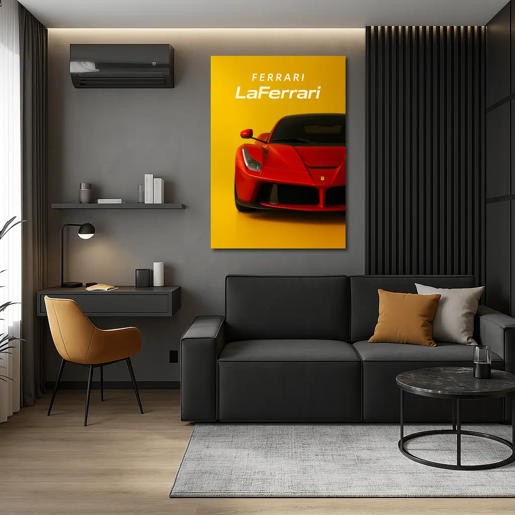 Ferrari LaFerrari Red Supercar Yellow Background – Wall Art