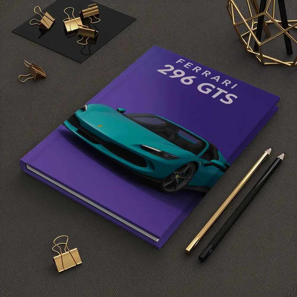 Ferrari 296 GTS Teal Purple Background Art – Notebooks