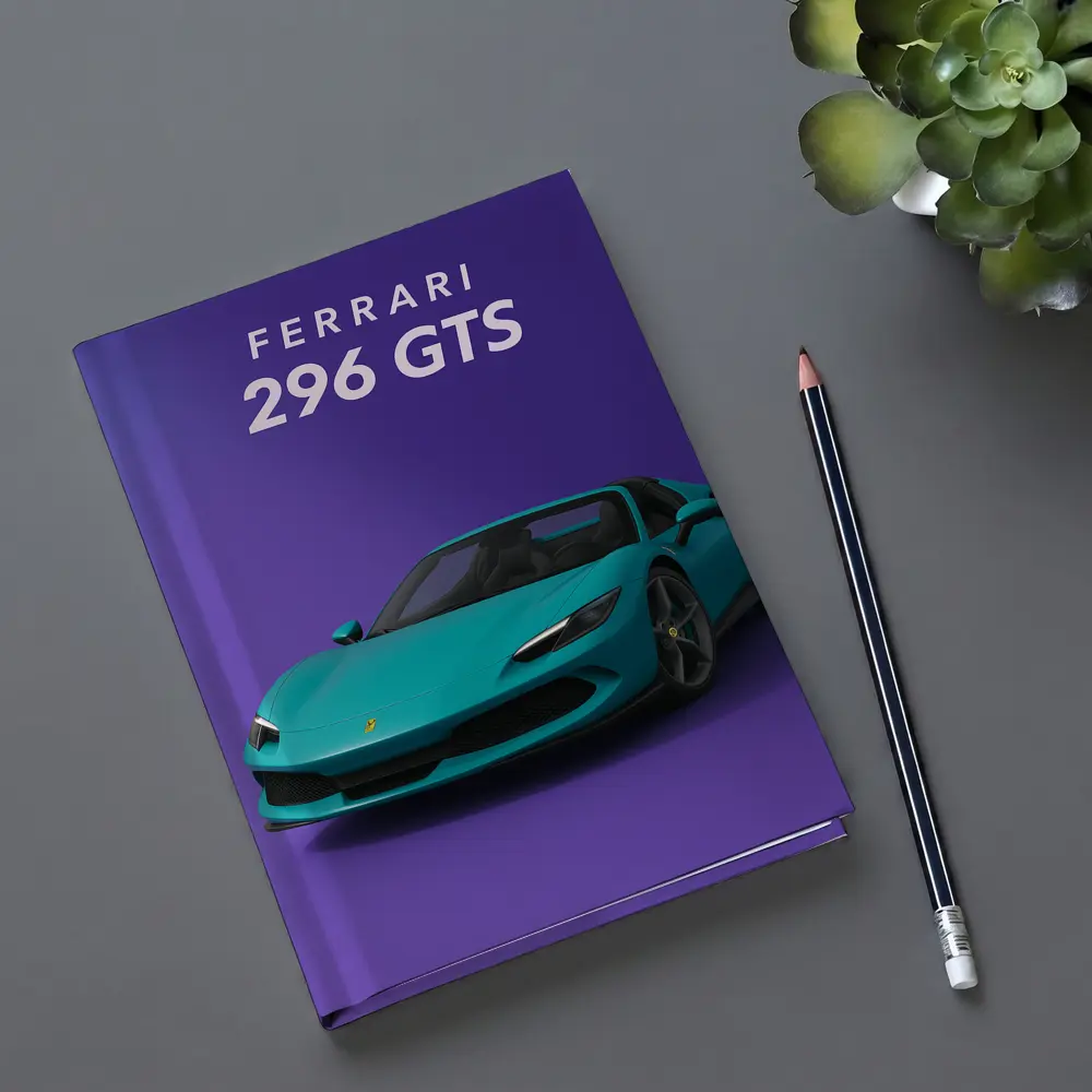 Ferrari 296 GTS Teal Purple Background Art – Notebooks