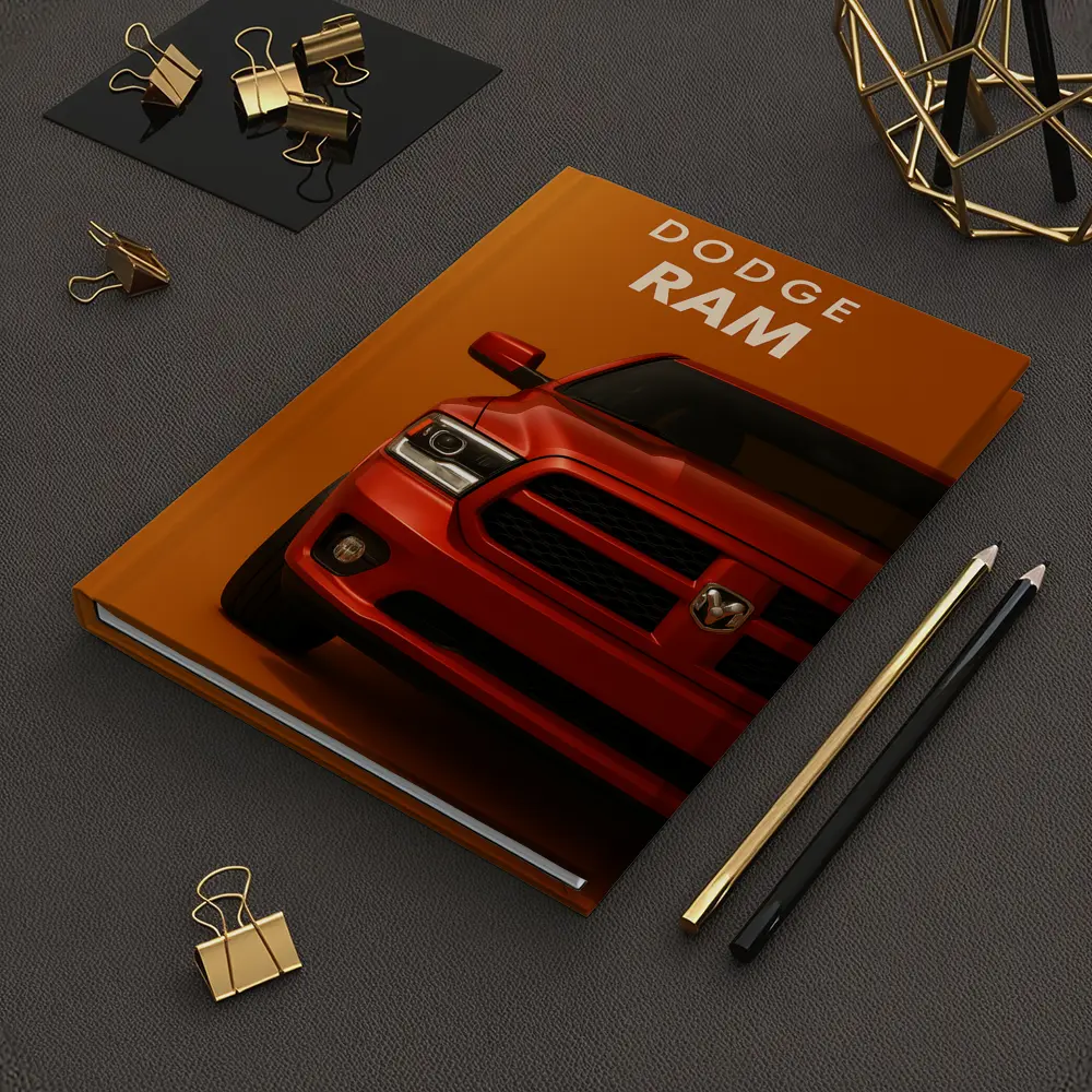 Dodge Ram Truck Bold Orange Background Art – Notebooks