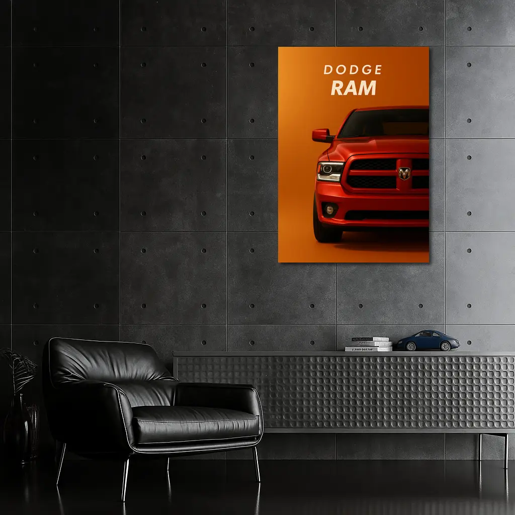 Dodge Ram Truck Bold Orange Background Art – Wall Art