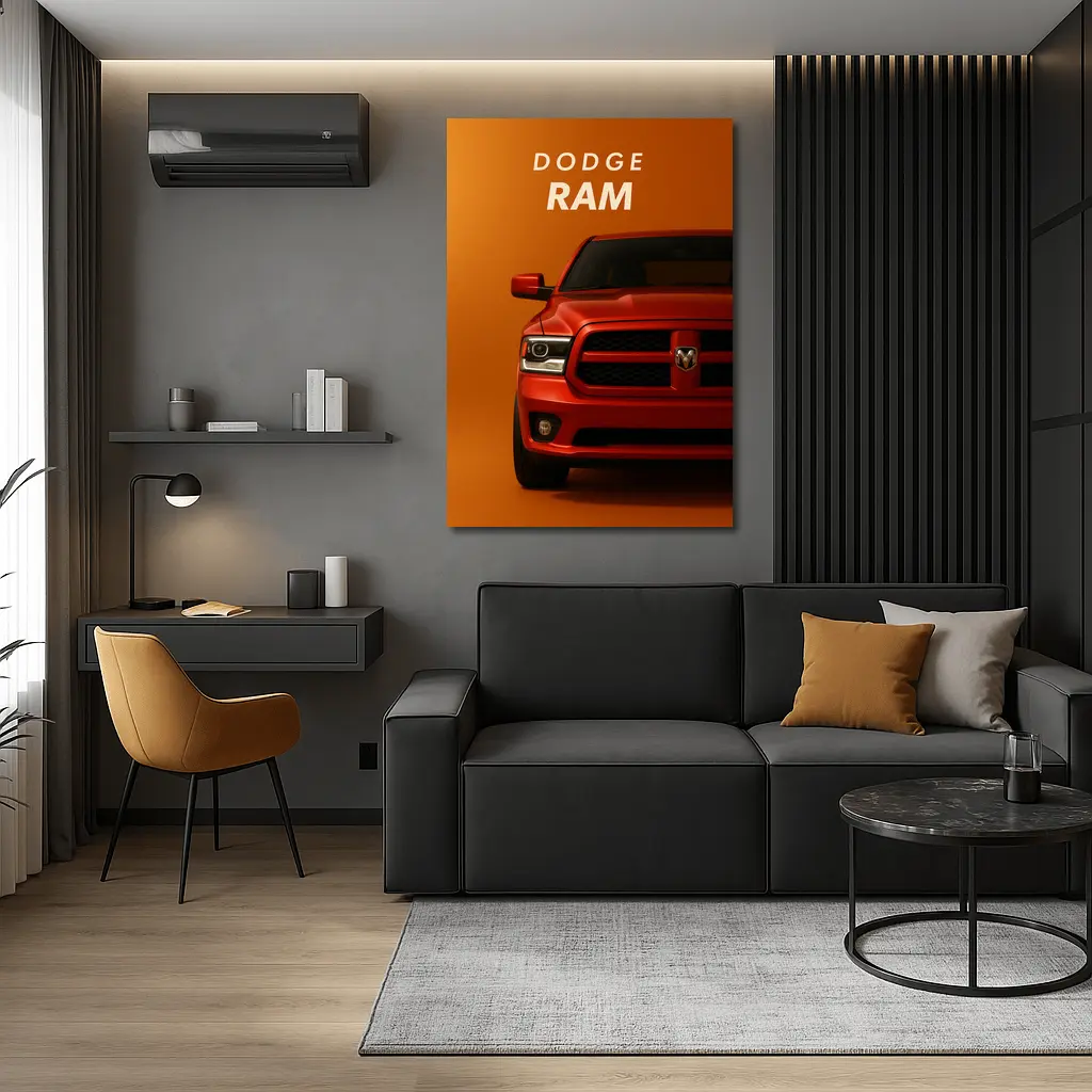Dodge Ram Truck Bold Orange Background Art – Wall Art