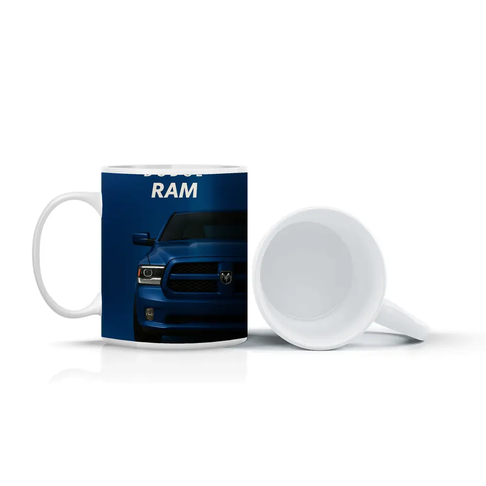 Dodge Ram Truck Blue Dark Background Art – Mugs