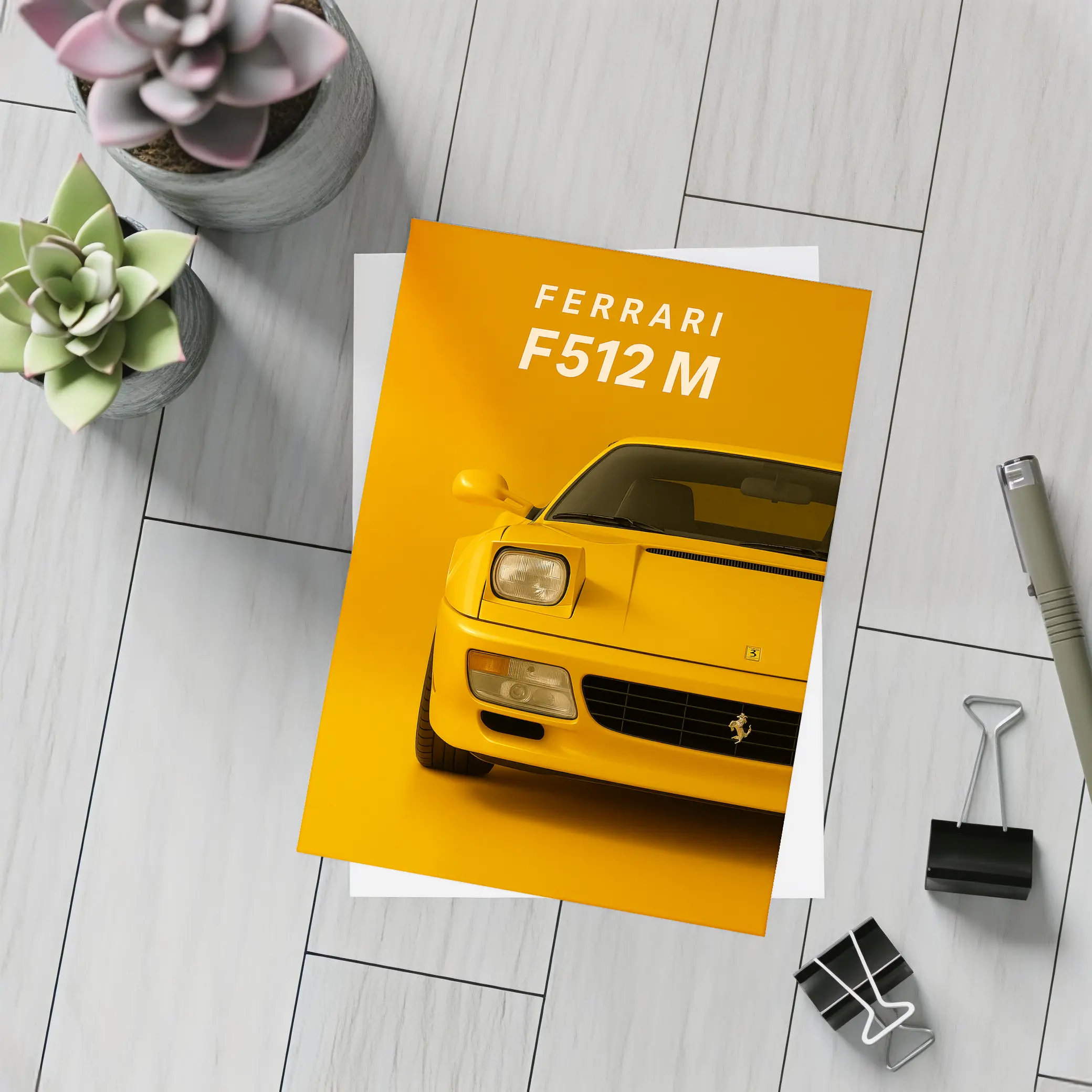 Ferrari F512 M Yellow Studio Shot – Postcards